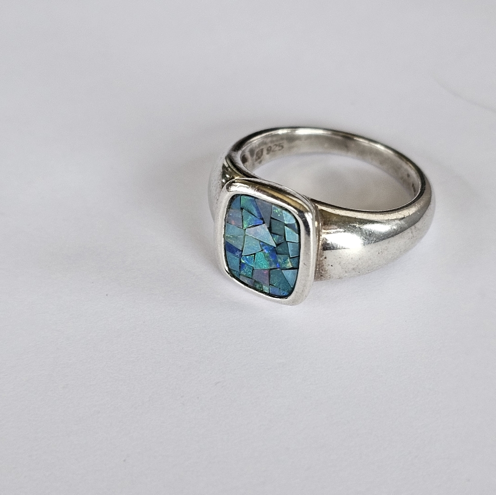 MICHELLE ALBALA Sterling Silver Vintage Real Opal Gem Inlay Ring Size 6.… - Picture 6 of 6